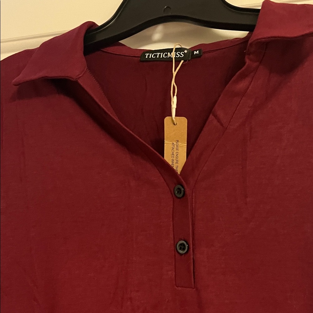 Deep Red Blouse - Picture 3 of 4